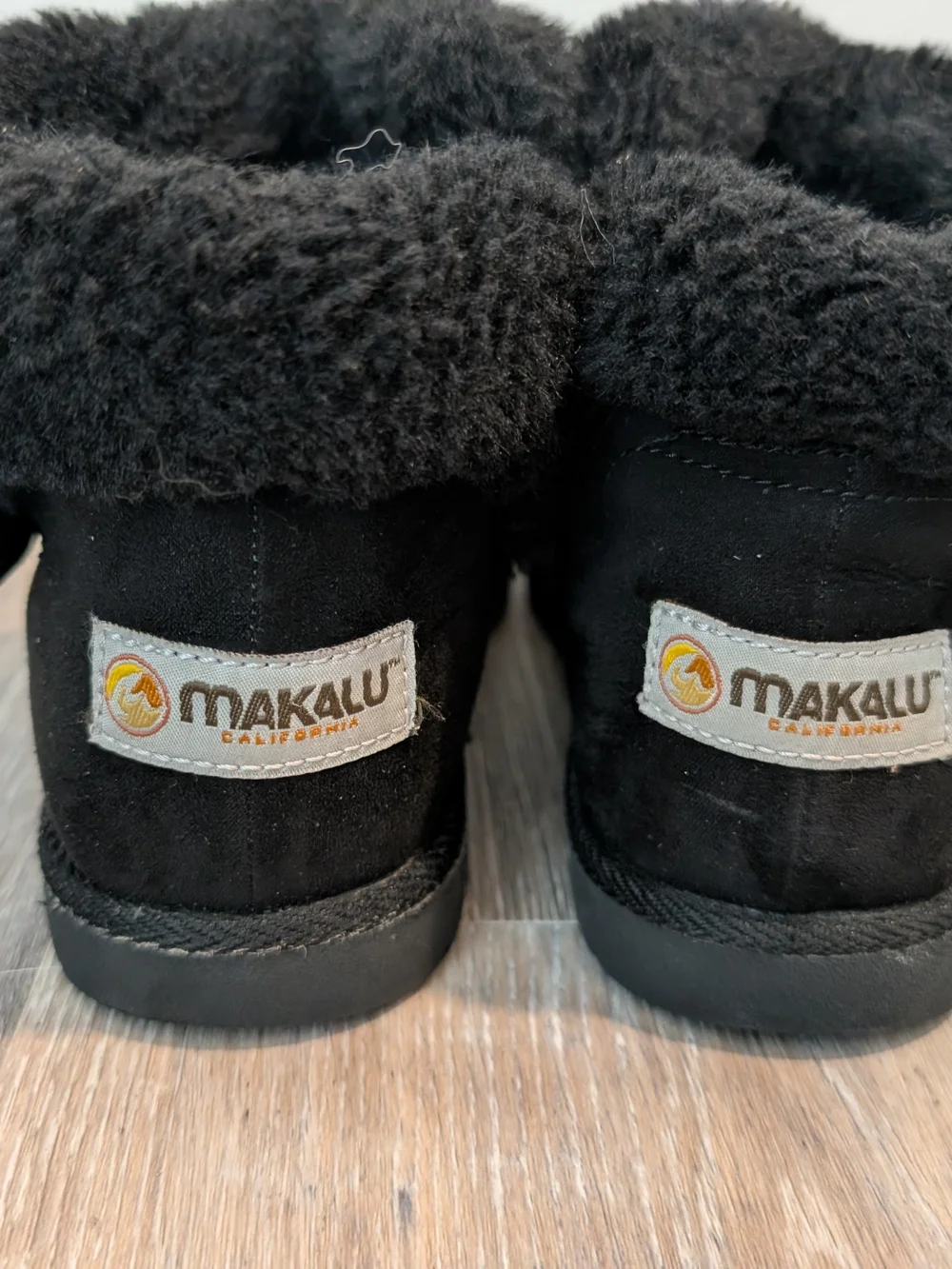 Kids Black Faux-Suede Fur Lined Ankle Boots